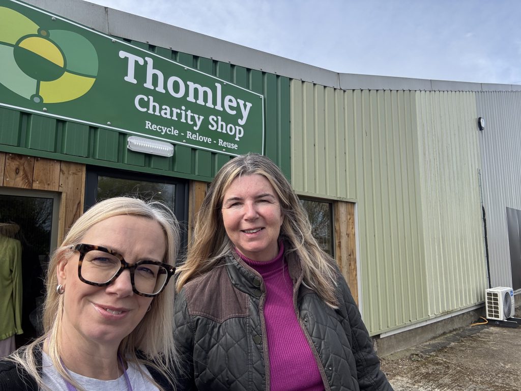 Larissa and PA Mary at the Thomley Charity Shop