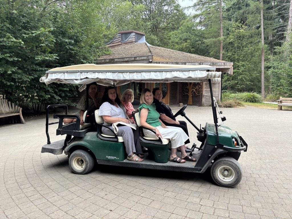 a group of PA's taking a buggy tour around the GreenAcres site