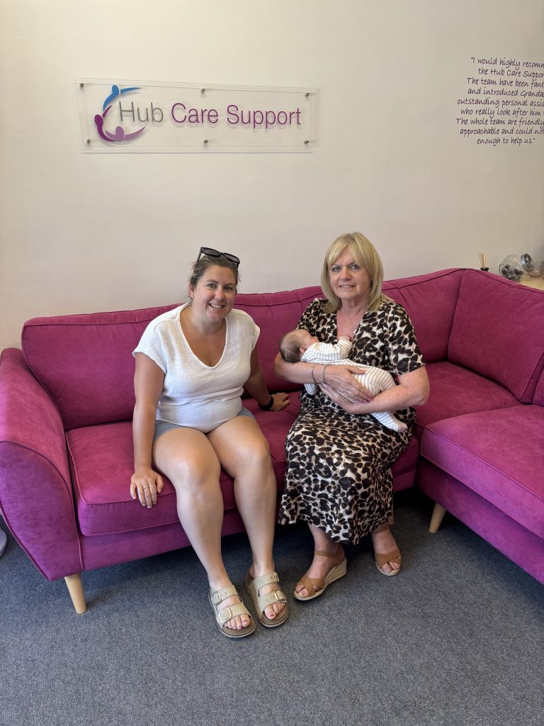 PA Natalie visiting with her baby Isobel to hub HO.