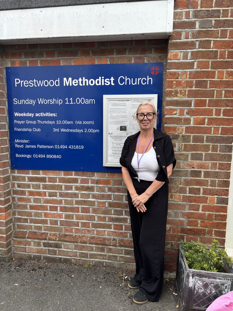 Larissa outside the Prestwood Methodist Church